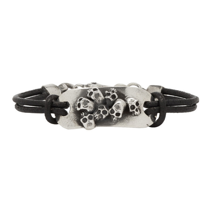 Photo: Luka Sabbat x Monini Black Plain Multi Skulls Plate Bracelet