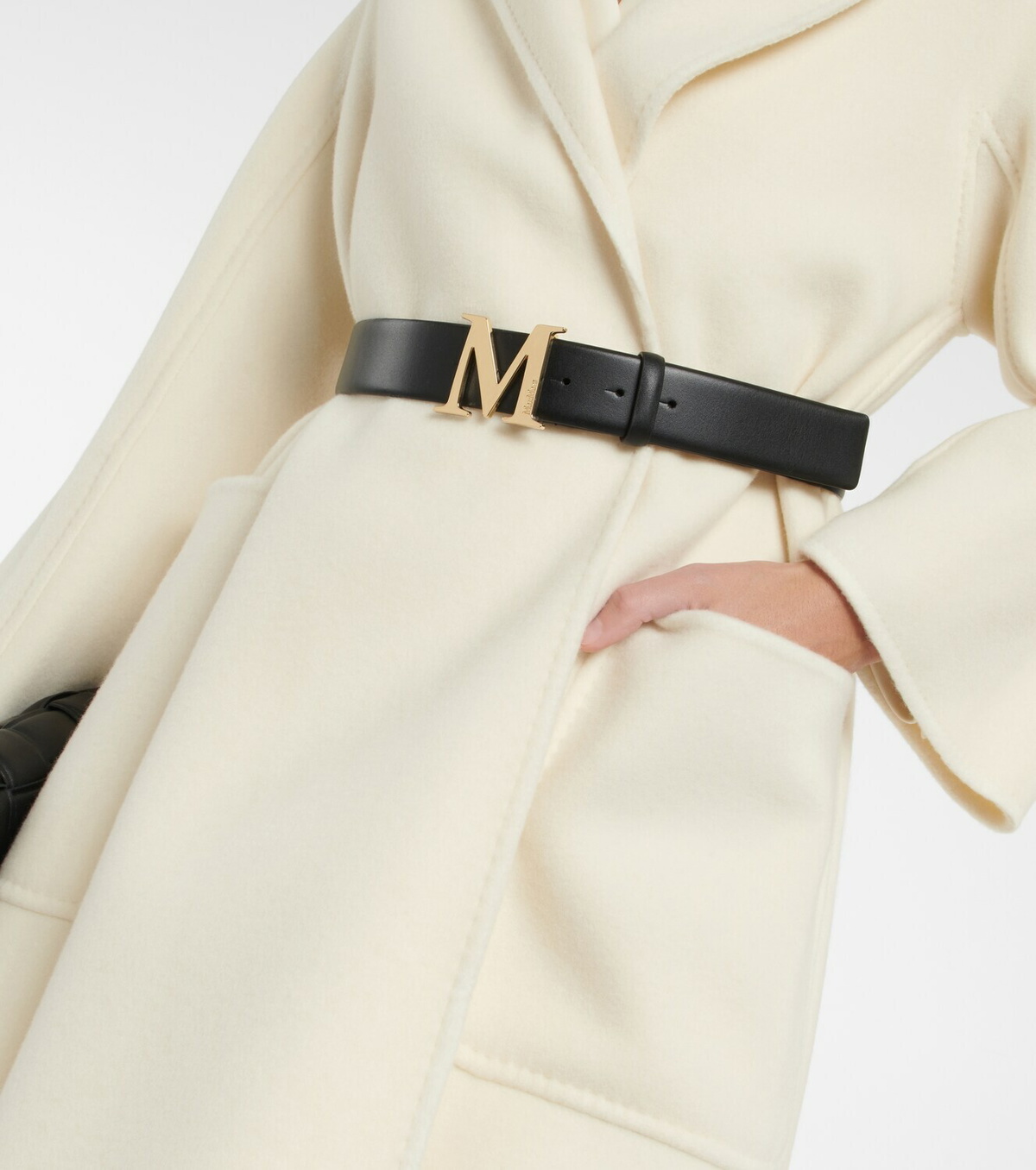 MaxMara Monogram Buckle Leather Belt Black Leather Monogram Belt by Max Mara on Sale main image 4