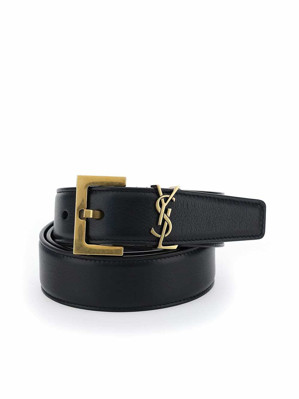 【Saint Laurent】カーフ セインチュール ブークレ LA 76 ベルト SAINT LAURENT 20mm Boucle La 76 Brushed Leather Belt Saint