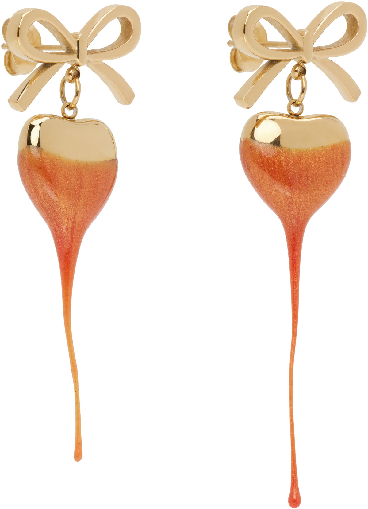 Ottolinger Gold & Orange Bow Heart Earrings