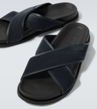 Brioni Leather-trimmed suede sandals