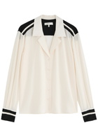 Frame Stripe-trim Silk Shirt Cream