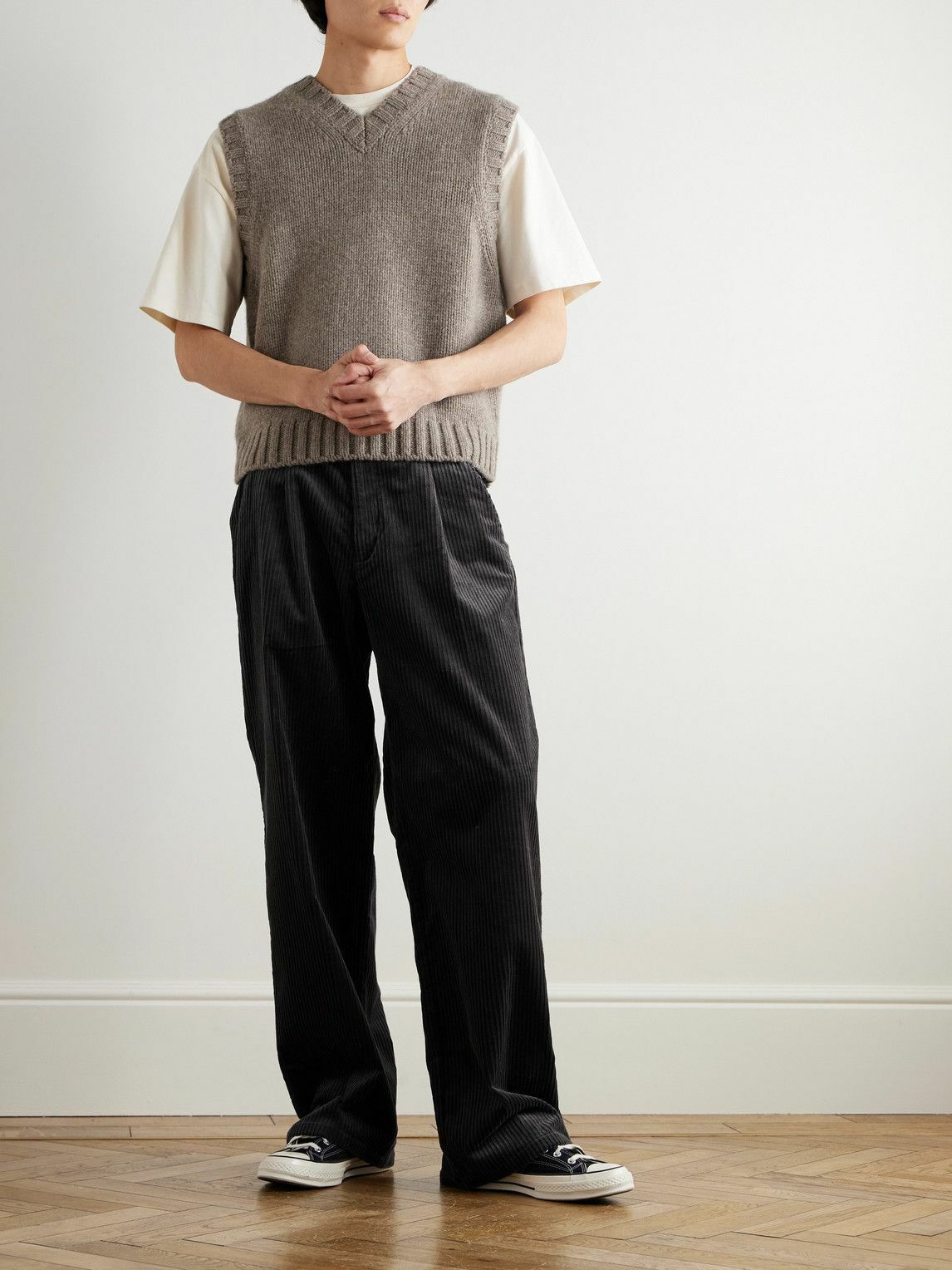 Oliver Spencer - Orsman Wide-Leg Cotton-Blend Corduroy Trousers - Gray