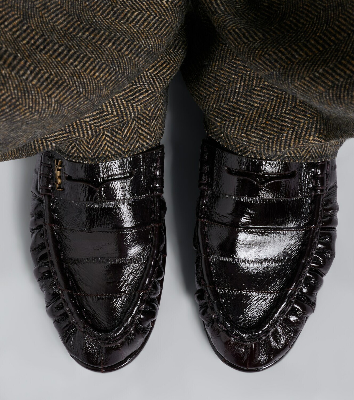Saint Laurent Cassandre croc-effect leather loafers