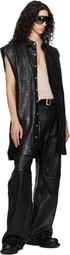 Rick Owens Black Temple Jumbo Outshirt Leather Vest