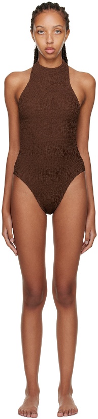 Photo: Hunza G Brown Polly Swim One-Piece Swimsuit