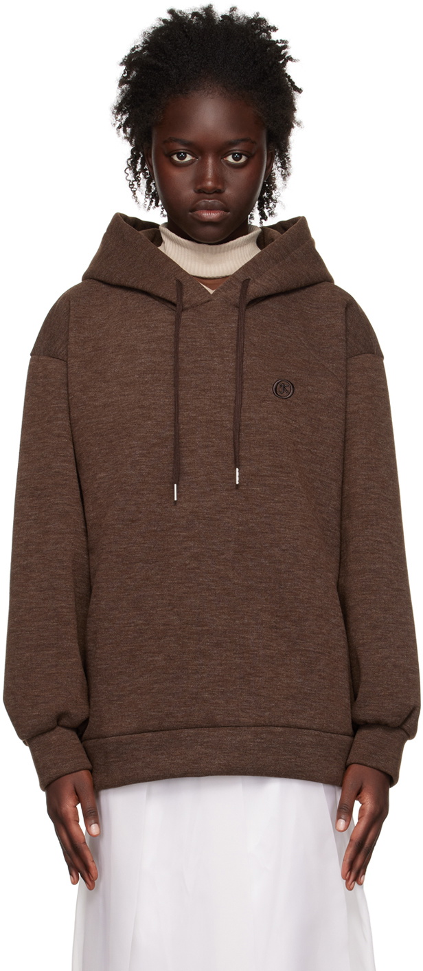 J KOO Brown Embroidered Hoodie