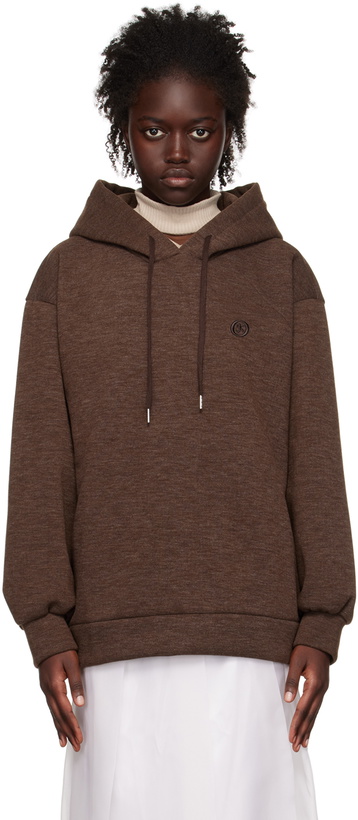 Photo: J KOO Brown Embroidered Hoodie
