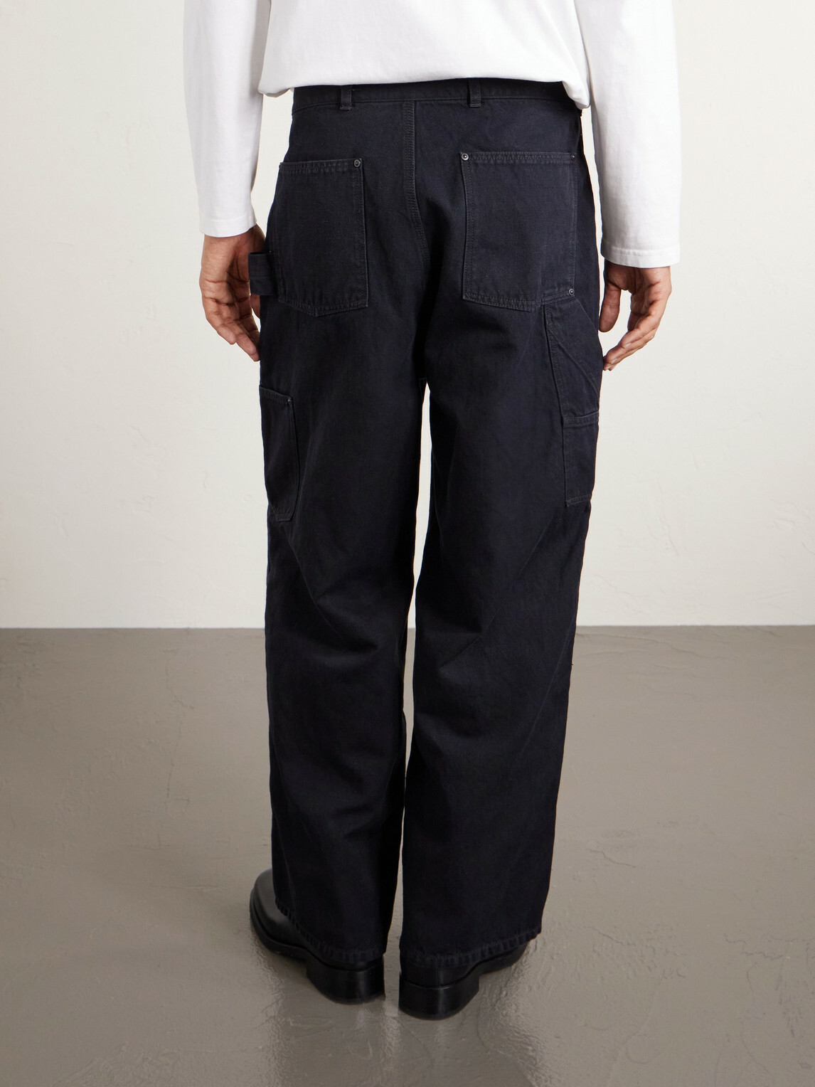A.PRESSE - Vintage Wide-Leg Cotton, Hemp and Silk-Blend Canvas Trousers - Black