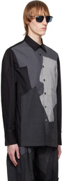 Feng Chen Wang Black & Gray Patchwork Shirt