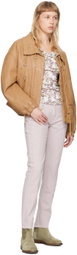 Isabel Marant Beige Akiras Leather Bomber Jacket