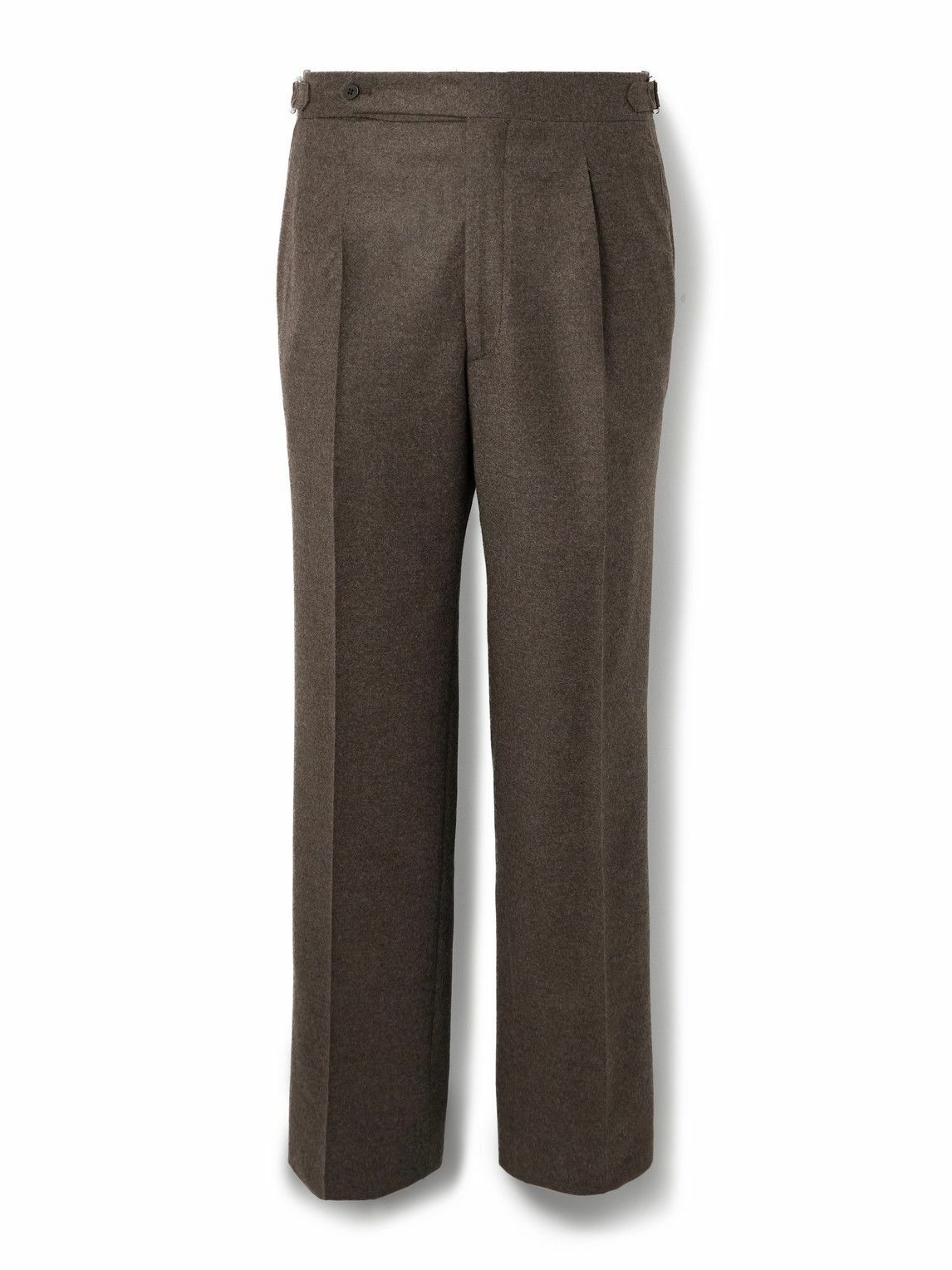 Stòffa - Straight-Leg Pleated Wool and Cashmere-Blend Trousers - Brown