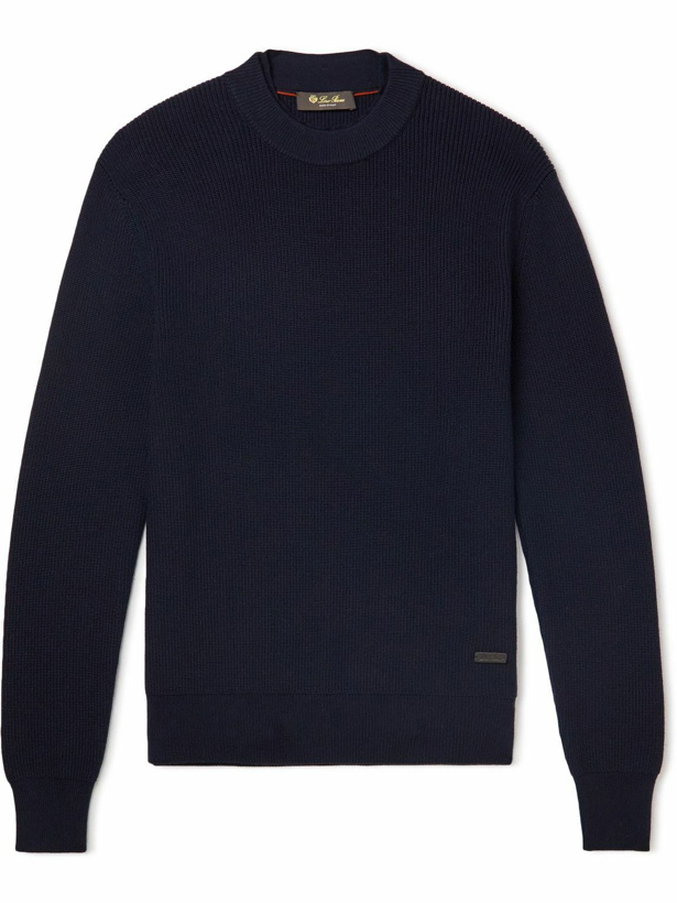 Photo: Loro Piana - Logo-Appliquéd Ribbed Virgin Wool Sweater - Blue