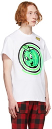 99% IS White Spiral Apple Mesh-Eye T-Shirt