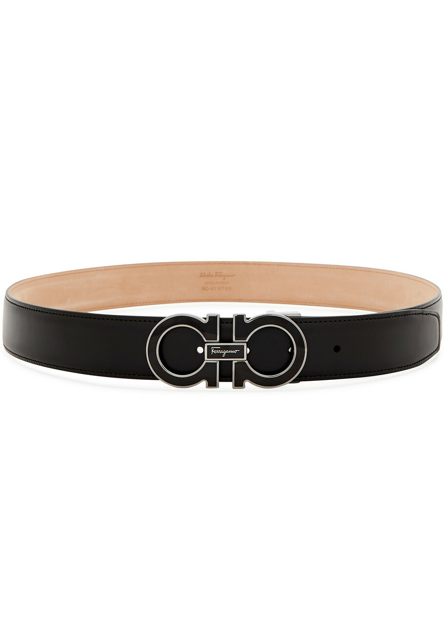 Ferragamo Gancio Black Leather Belt Salvatore Ferragamo