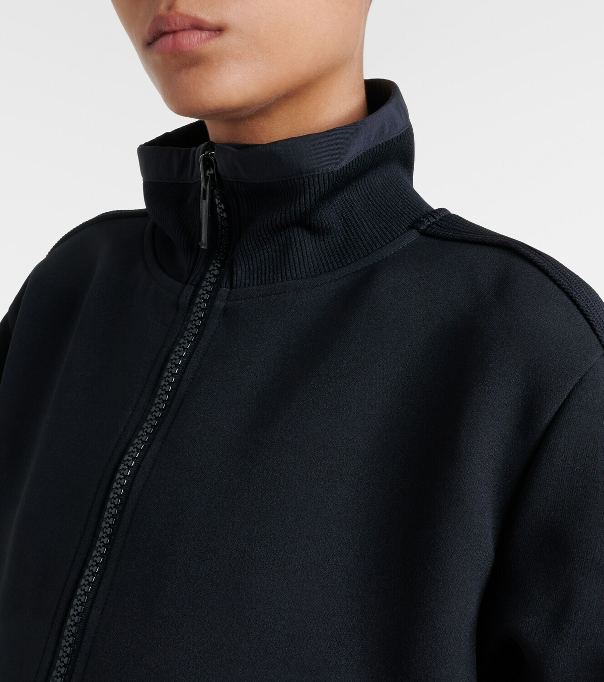 Sacai Paneled twill zip-up sweatshirt