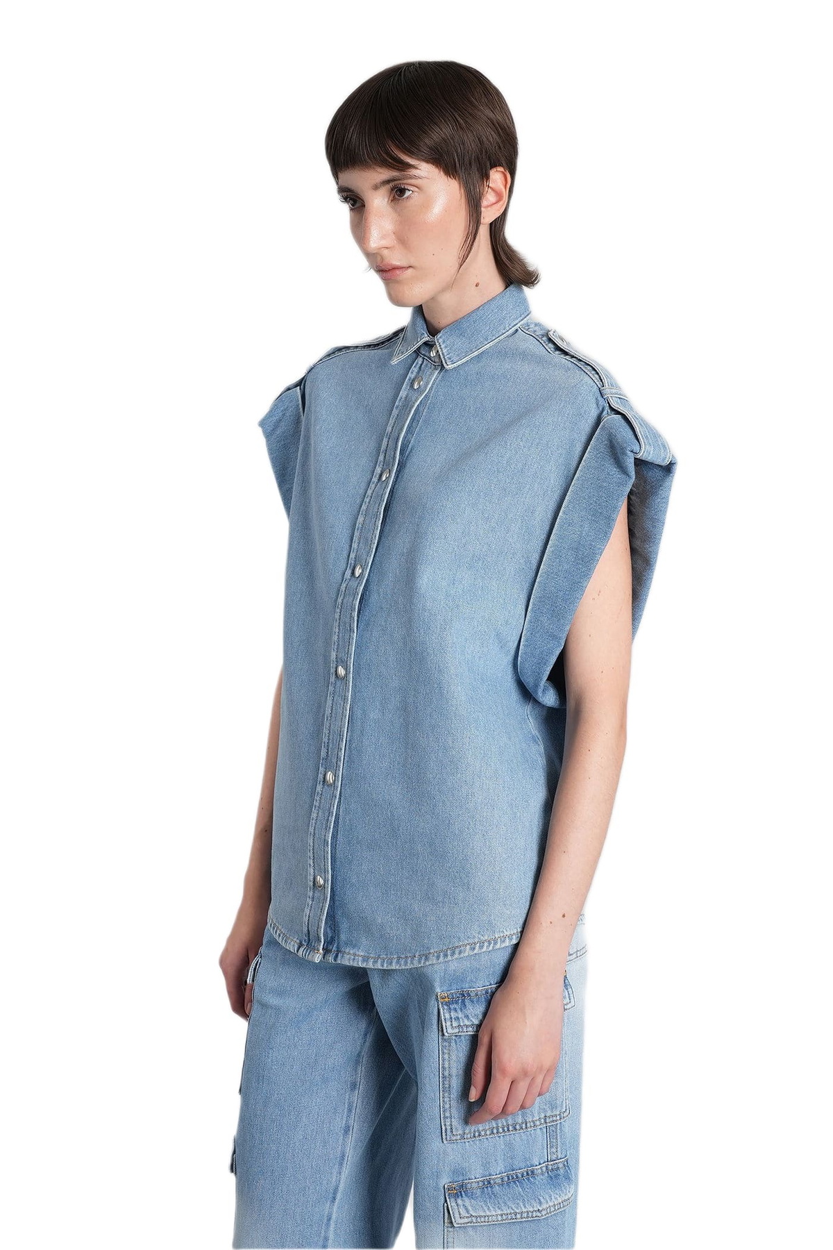 IRO Uline Vest In Blue Cotton