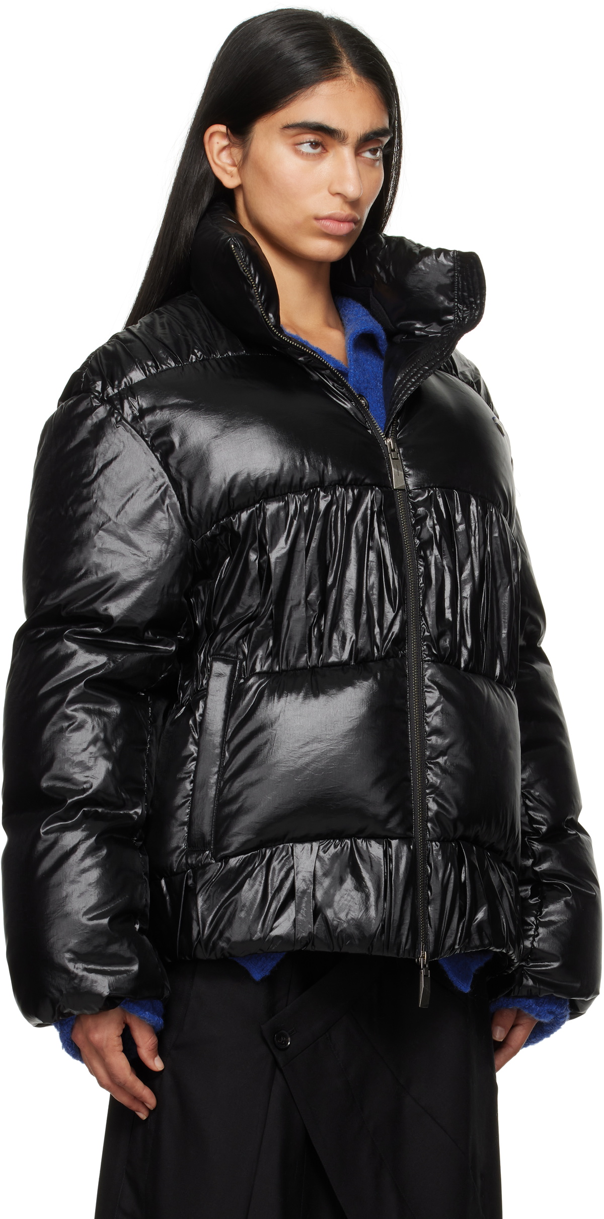 ADER error Black Gathered Down Jacket ADER error