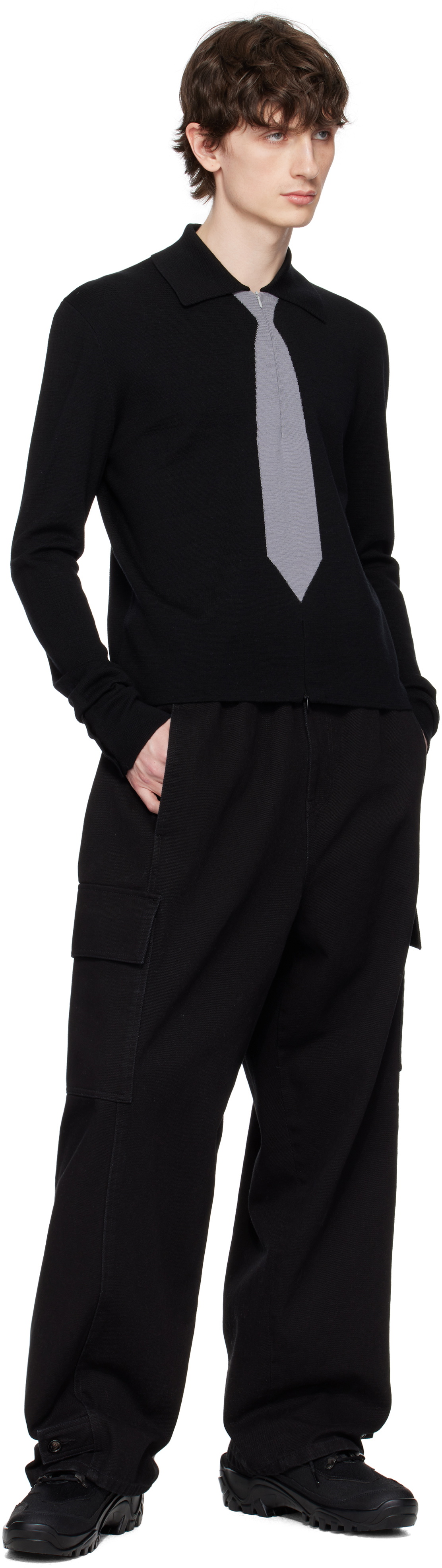 SPENCER BADU Black Knitted Uniform Polo