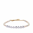 Sporty & Rich Wellness Pearl & Bead Bracelet in White/Multi