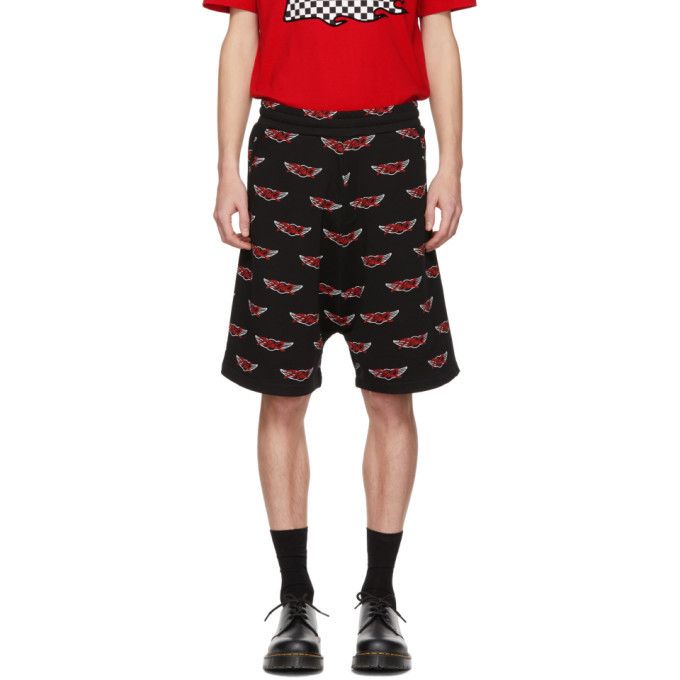 McQ Alexander McQueen Black All Over Racing Logo Low Shorts