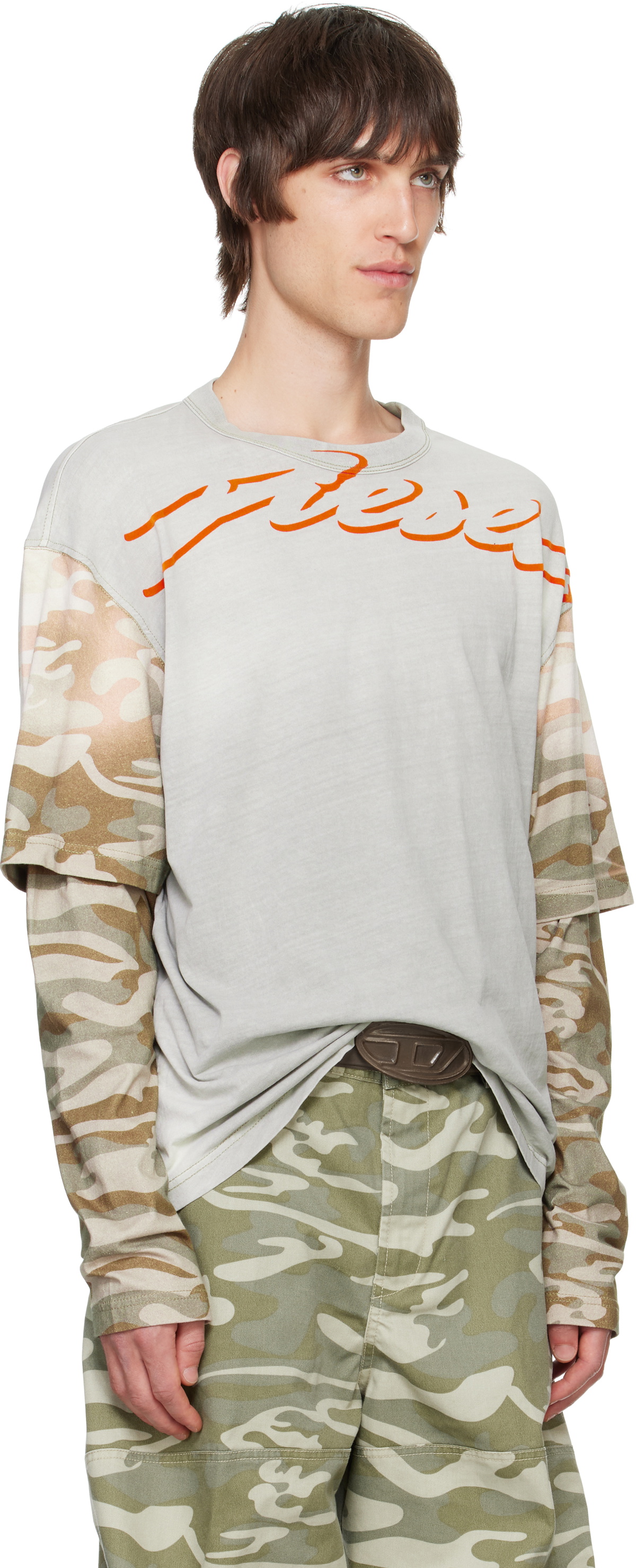 【DIESEL】T-Wesher-Q2 Diesel Gray T-Wesher-Q2 T-shirt Diesel