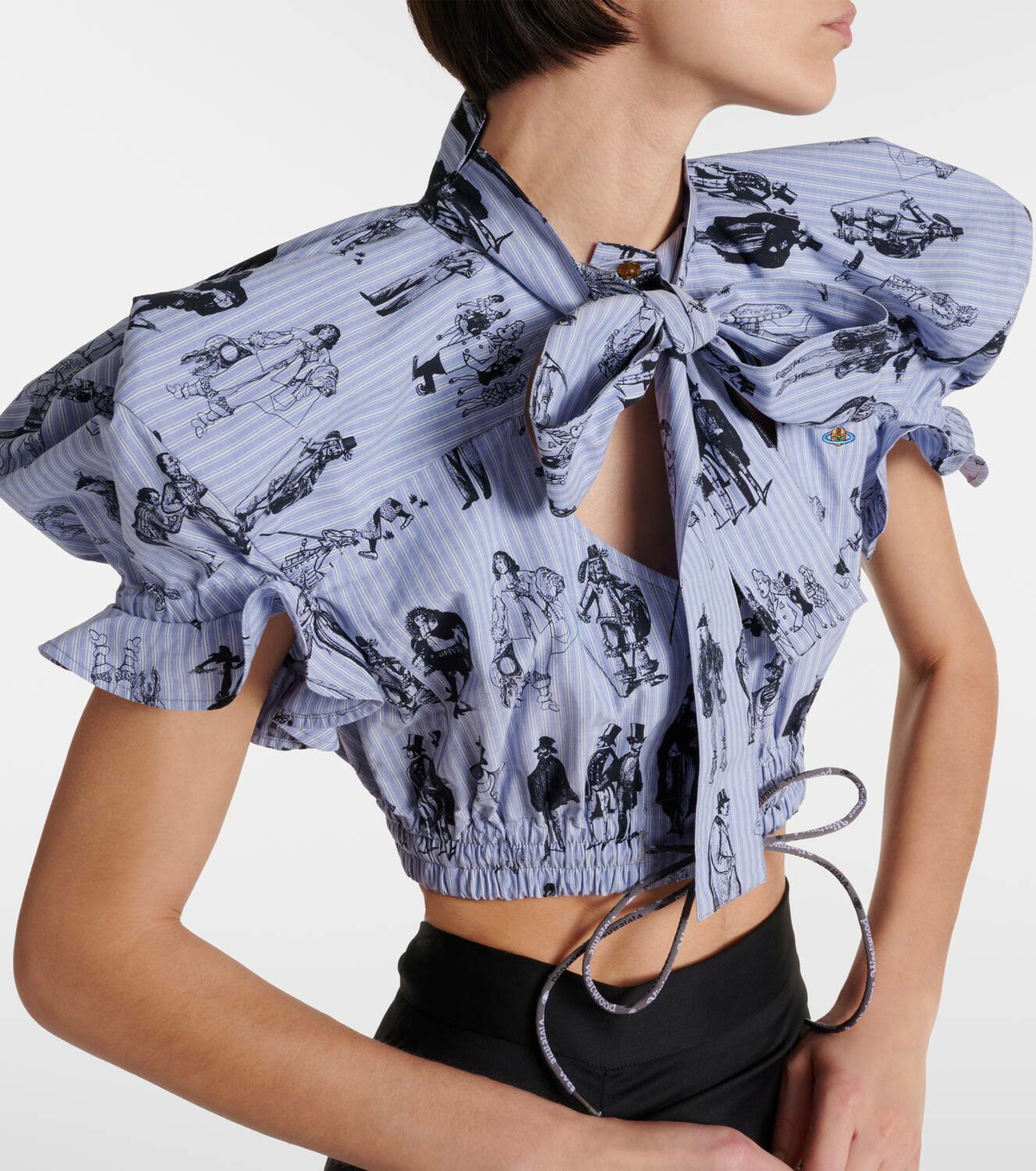 Vivienne Westwood Printed tie-neck cotton cropped top