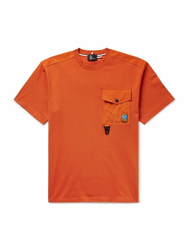 Photo: Moncler Grenoble - Logo-Appliquéd Shell-Trimmed Combed Cotton-Jersey T-Shirt - Orange