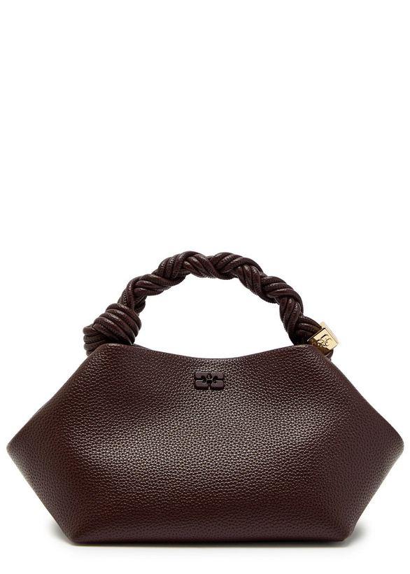 Photo: Ganni Bou Small Grained Leather top Handle bag - Brown - One Size
