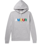 Sandro - Appliquéd Mélange Fleece-Back Cotton-Jersey Hoodie - Gray