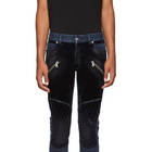 Balmain Blue Denim and Velvet Jeans