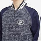 Valentino Men's Signature Wool Bomber Jacket in Blue/White/Navy