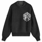 Cole Buxton Men's Collegiate Crest Knit Sweater in Washed Black