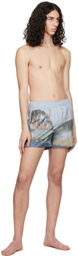 Serapis Blue Printed Swim Shorts