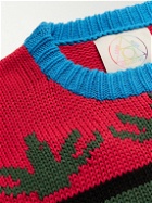 Camp High - Hayan Intarsia Recycled-Cotton and Merino Wool-Blend Sweater - Red