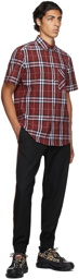 Burberry Red Poplin Check Short Sleeve Shirt