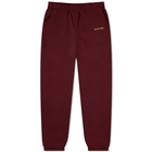 Sporty & Rich Men's Classic Logo Sweat Pant in Burgundy/Gold Embroidery