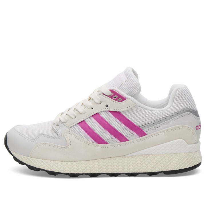 Photo: Adidas Men's Oregon Ultra Tech Sneaker in Cloud White/Semi Lucid Fuchsia/Orchid Fusion