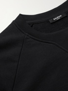 BALMAIN - Slim-Fit Logo-Flocked Cotton-Jersey Sweatshirt - Black - S