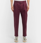 Isabel Marant - Nicklas Cropped Tapered Pleated Cotton Twill Trousers - Burgundy