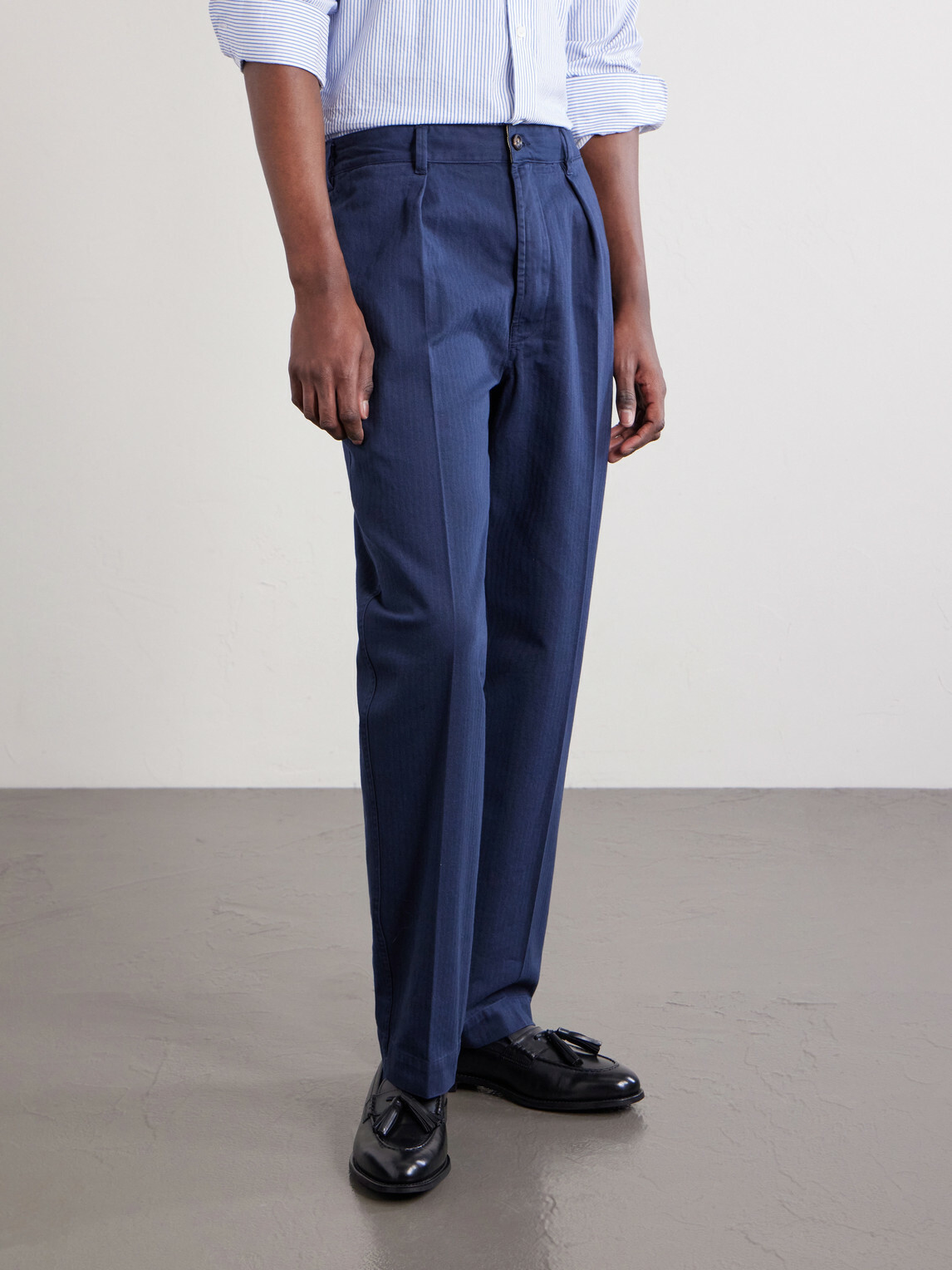 Drake's - Games Straight-Leg Herringbone Cotton Suit Trousers - Blue
