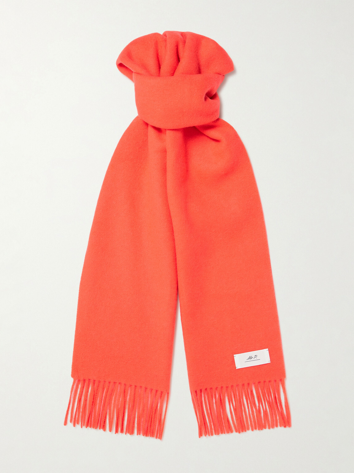 Mr P. - Logo-Appliquéd Fringed Cashmere Scarf