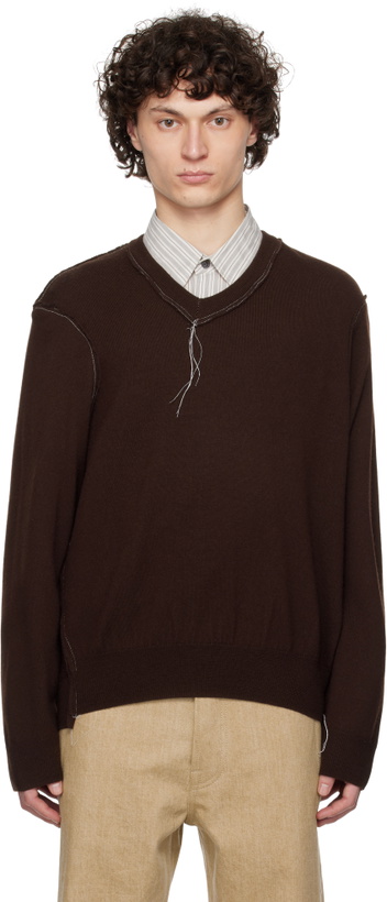 Photo: Camiel Fortgens Brown Frankenstein V-Neck Sweater