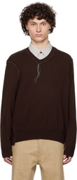 Camiel Fortgens Brown Frankenstein V-Neck Sweater