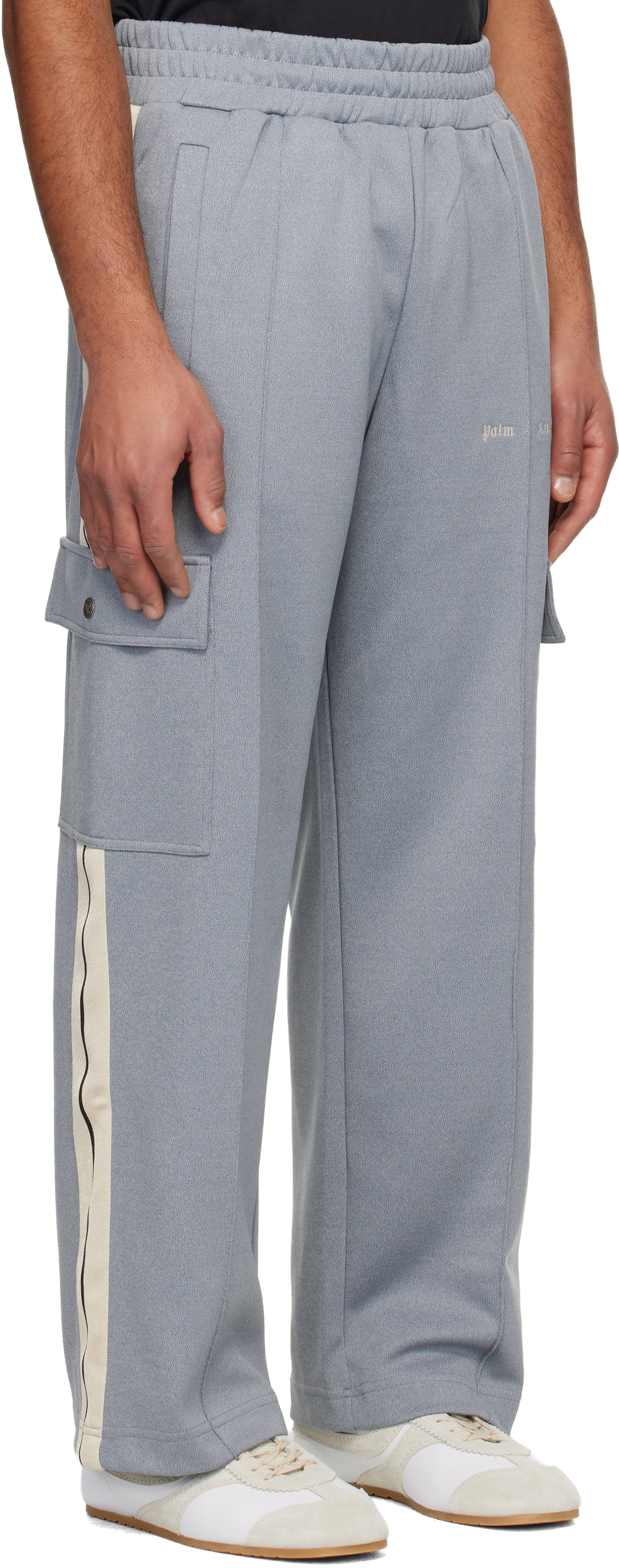 Palm Angels Gray Classic Logo Cargo Track Pants
