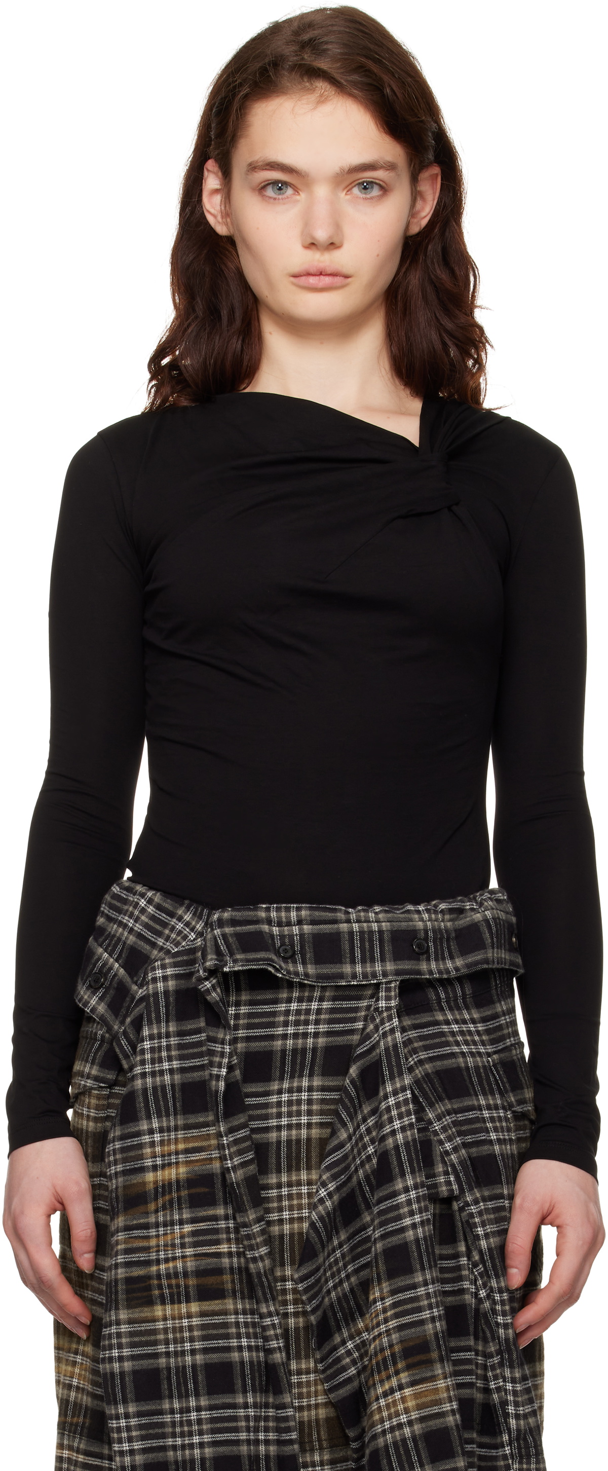 Juun.J Black Twist Long Sleeve T-shirt