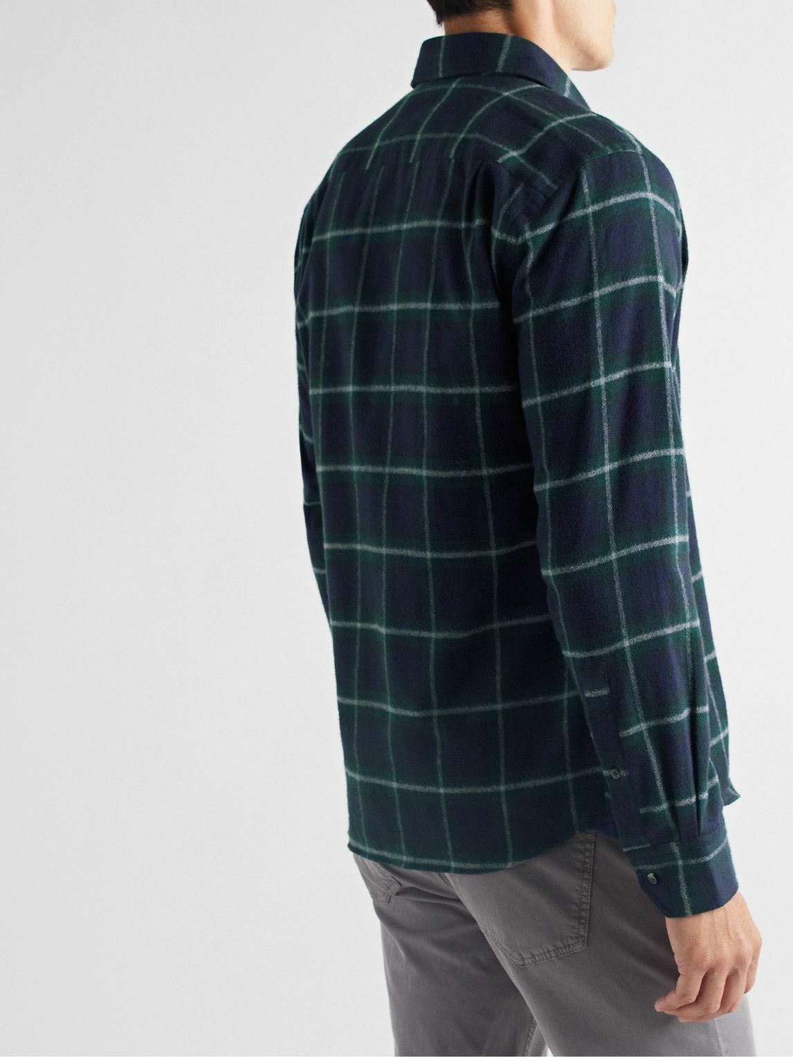 Peter Millar ButtonDown Collar Checked CottonFlannel Shirt Green