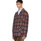 Gucci Red and Blue Check Wool Crest Jacket