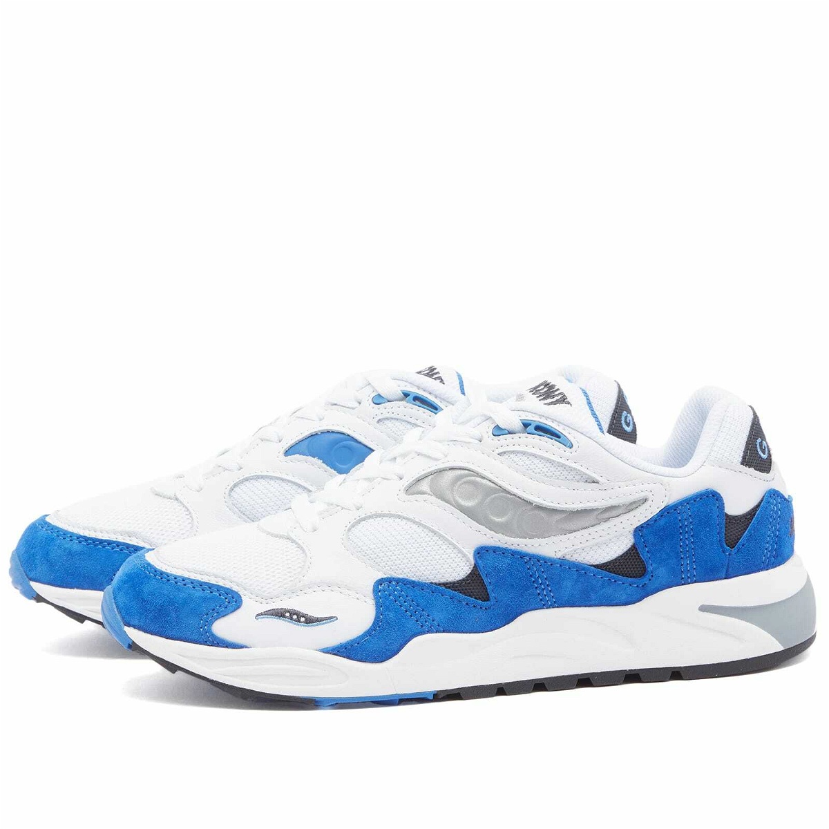Saucony Men's Grid Shadow 2 Sneakers in White/Blue Saucony