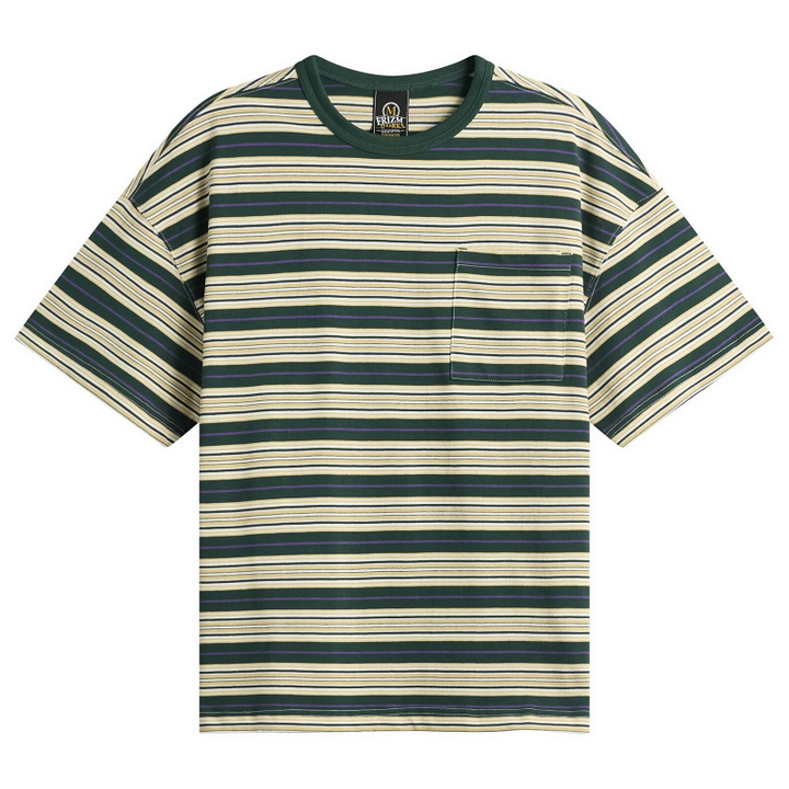 Photo: FrizmWORKS Men's Horizon Stripe T-Shirt in Dark Green